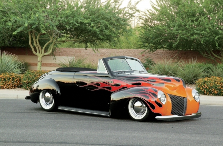 1940-Mercury-Convertible - classic, black, flames, slammed