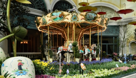 Carousel at the Bellagio  - wide screen, photography, bellagio, cityscape, nevada, carousel, scenery, usa, casino, las vegas, photo