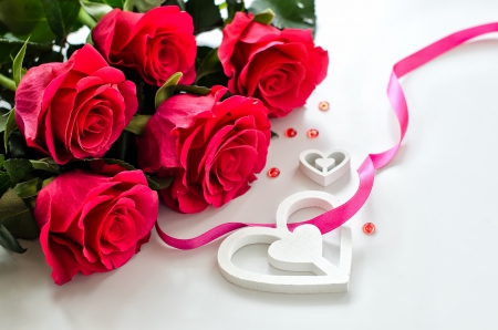 With Love - flowers, roses, valenties day, heart, nature, rose, with love, love