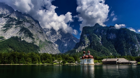 Beautiful Mountains and Castle - clouds, nature, castles, landscapes, mountains