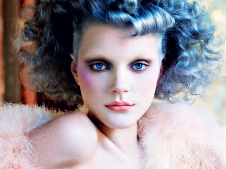 Jessica Stam - blue, girl, eyes, pink, Jessica Stam, make-up, woman, model, face