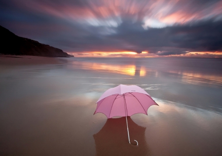 :) - umbrella, pink, beach, soft