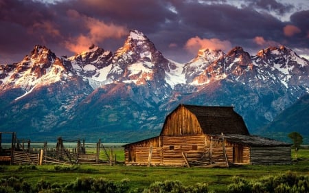 The Moulton Barn - Mountains, Nature, Wyoming, Barn