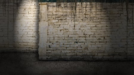 brick wall - spotlight, drips, brick, wall