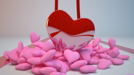 Pink hearts - C4D, abstract, HD, 3D, pink, hearts, 1920x1080