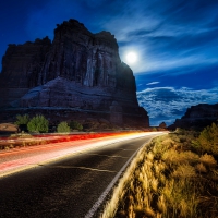 Full Moon over Night Road