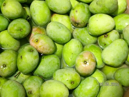 Mangoes - fruit, green, mango, juicy