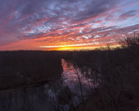 sunset - fun, river, sunset, nature, cool