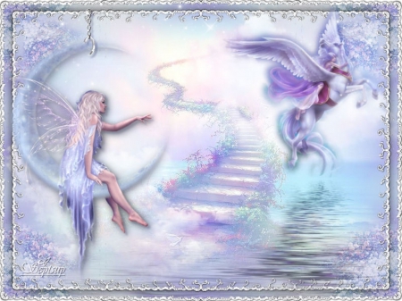 FAIRY LAND - PEGASUS, WINGS, FAIRY, FEMALE, MMON