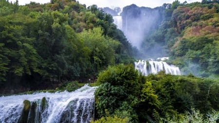 Waterfalls - nature, waterfalls, forests, trees