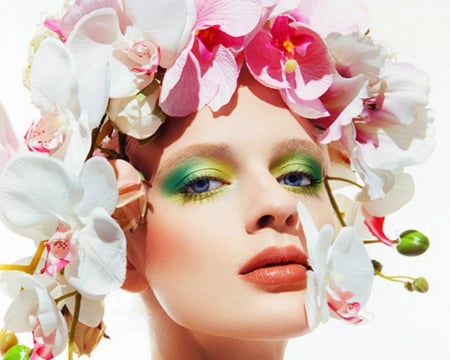 Pretty Face - flowers, face, woman, make up