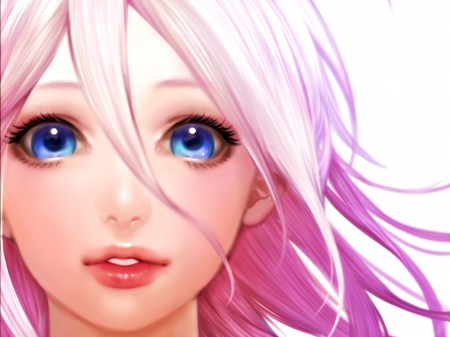 Megurine Luka - megurine luka, face, portret, pink, vocaloid, anime, girl, original, manga, blue eyes