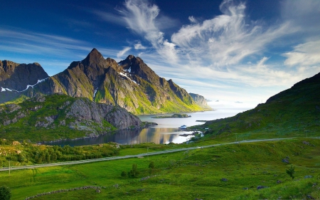 mountain lake - fun, nature, lake, field, cool, mountain