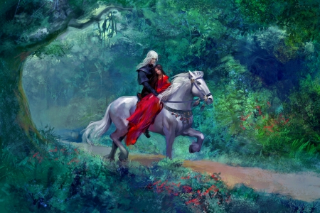 Sorin - women, fantasy, warrior, landscape, love, horse