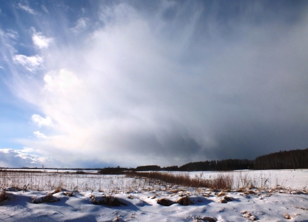 Snow clouds - winter, nature, fields, sky