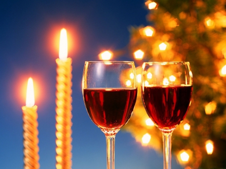 Dinner for Two - wine, sparkle, candles, light, glass