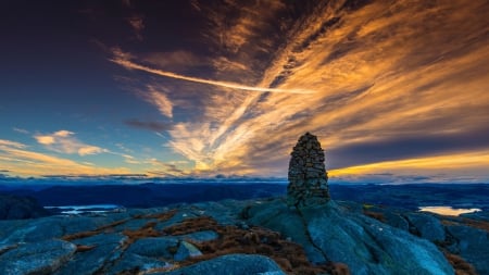 Norway - sky, rocks, norway, beautiful, sunset