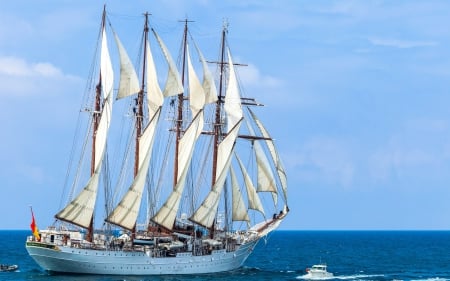 The Jaun Sebastian De Elcano - Sailboat, Clipper, Water, Blue