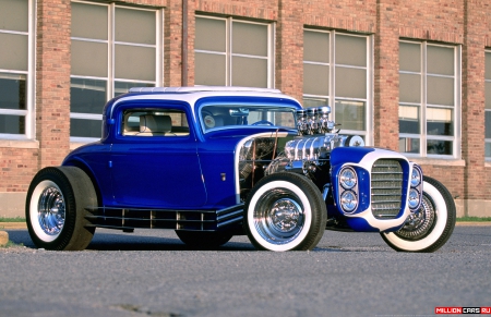 Ford-Coupe-3-Window - classic, blue, hotrod, whitewalls