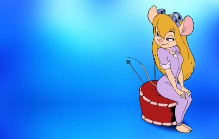 Gadget Sitting - Mouse, Disney, cute, Cartoons, Furry, Chip and Dale Rescue Rangers, TV Series, Gadget Hackwrench