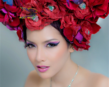 Pretty Face - flowers, face, style, woman