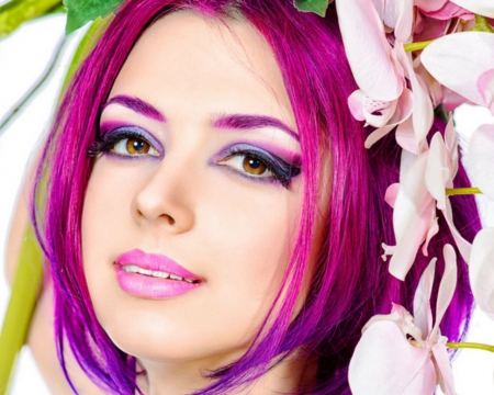 Pretty Face - woman, face, flowers, make up