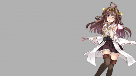 Kantai Collection - Kongou, pretty, anime, heart, Kantai collection, girl, kiss