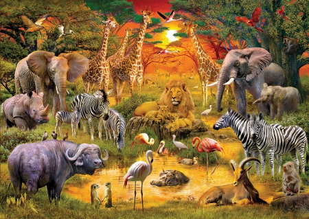 AFRICAN  HARMONY - wildlife, african, picture, puzzle