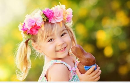 little girl - fun, people, eyes, belle, sightly, white, face, rabbit, childhood, fair, prone, little, bonny, adorable, child, nature, beautiful, pink, sweet, nice, beauty, photography, pretty, baby, cute, rabet, kid, dainty, girl, lovely, pure, comely, blue, desktopnexus, smile, blonde, flower