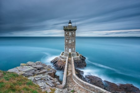 Lighthouse - europe, lighthouse, blue, landscape, sea