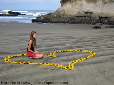 Lonely Girl - breach, photography, valentines day, girl, sand, hearts