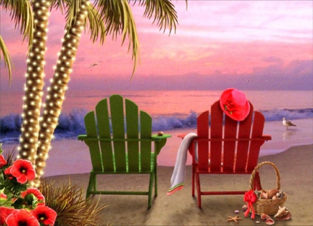 Tranquility Holidays - beaches, getaway, attractions in dreams, trees, summer, chairs, lovely, nature, love four seasons, holidays, beautiful, colors, flowers, garden