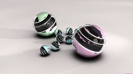 Spheres Gram - ball, 1920x1080, wallpapers, pink, 3d, hd, spheres, green