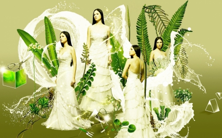 natures bride - woman, nature, leaf, bride