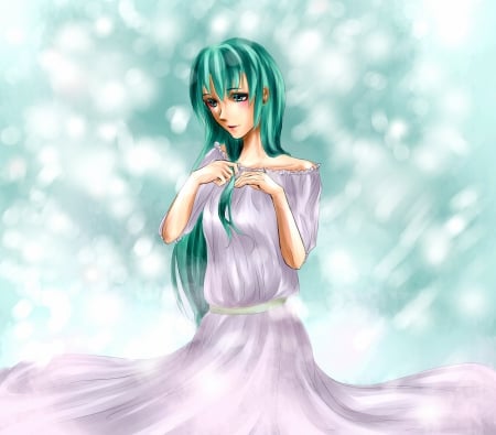 Anime - girl, cute, anime, greenhair