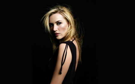 Kate Winslet - black, Kate Winslet, woman, blonde, actress