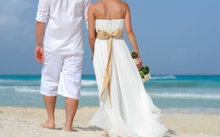 Beach Couple - wedding, beach, sea, couple, broom, woman, man