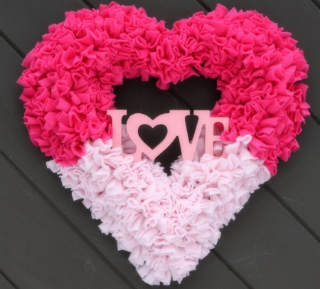 Valentine's Heart Door Wreath - pretty, heart, valentines, beautiful, colors, lovely, love, pink, flowers, wreaths, door, tulips, holiday, beloved valentines, love four seasons