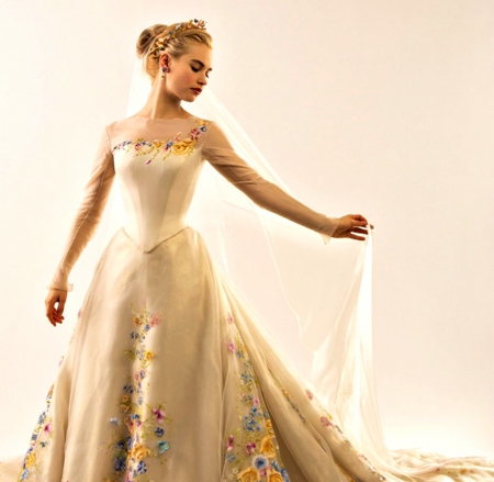 Lily James - actress, cinderella, girl, dress, fantasy, lily james, movie, princess, woman, disney