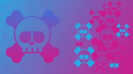 Skulltacular Party - funky, party, wallpaper, pink, skulls, blue, skull