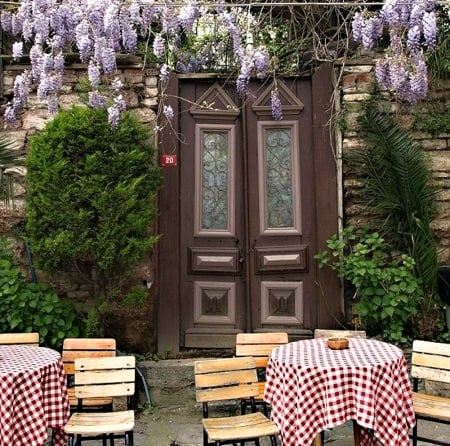 Beautiful Cafe - flowers, beautiful, house, cafe