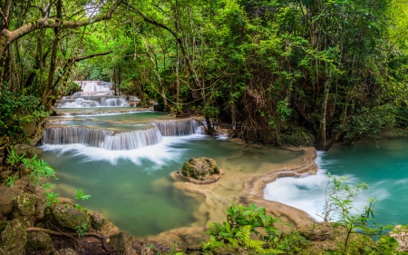 Waterfalls - nature, forest, trees, waterfall