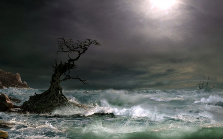 Tall Ship on Stormy Seas