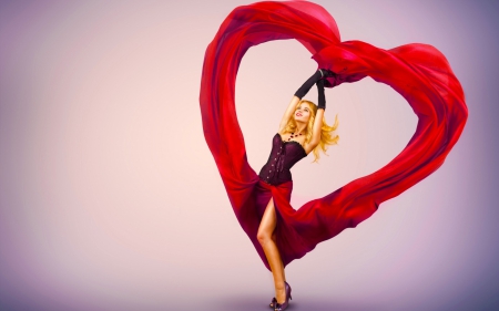 Happiness for the Heart - heart, holiday, dress, girl, beauty, dancing