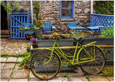 Vintage Bike - fence, rusty, door, house, bicycle, old