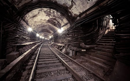 metro - metro, tunnel, tracks, steps