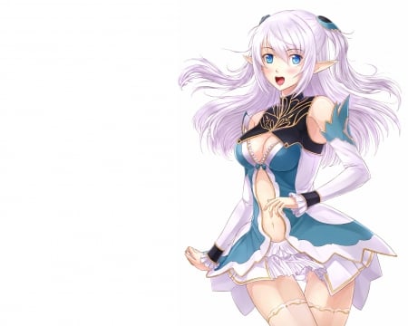 Altina - anime, female, dress, long hair, happy, plain, smiling, purple hair, rpg, video game, anime girl, altina, game, hot, girl, simple, smile, white, shining blade, sexy