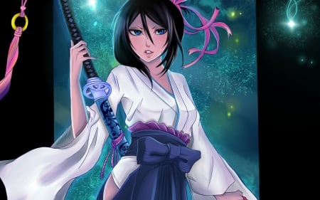 Kuchiki Rukia - rukia, girl, bleach, kuchiki, art, japan, anime, sword, kimono, manga