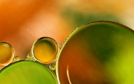 Water bubbles - abstract, glass, water drops, orange, green, water bubbles, texture