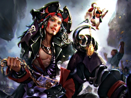 Jack Sparrow - hat, pirat, game, jack sparrow, man, zinnadu, black, fantasy, art